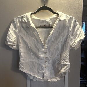 FREE PEOPLE Little Linen Button-Down Short Sleeve